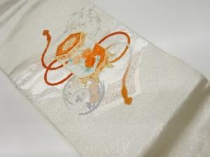 リサイクル　金駒刺繍貝桶に花々模様名古屋帯